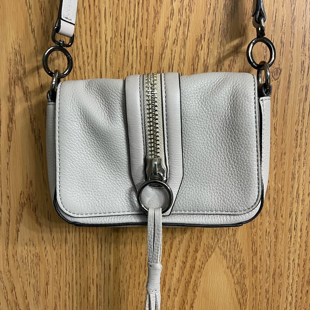 Rebecca Minkoff Taupe Leather Crossbody SAMPLE NFS Tag Small Adjustable OFAK?